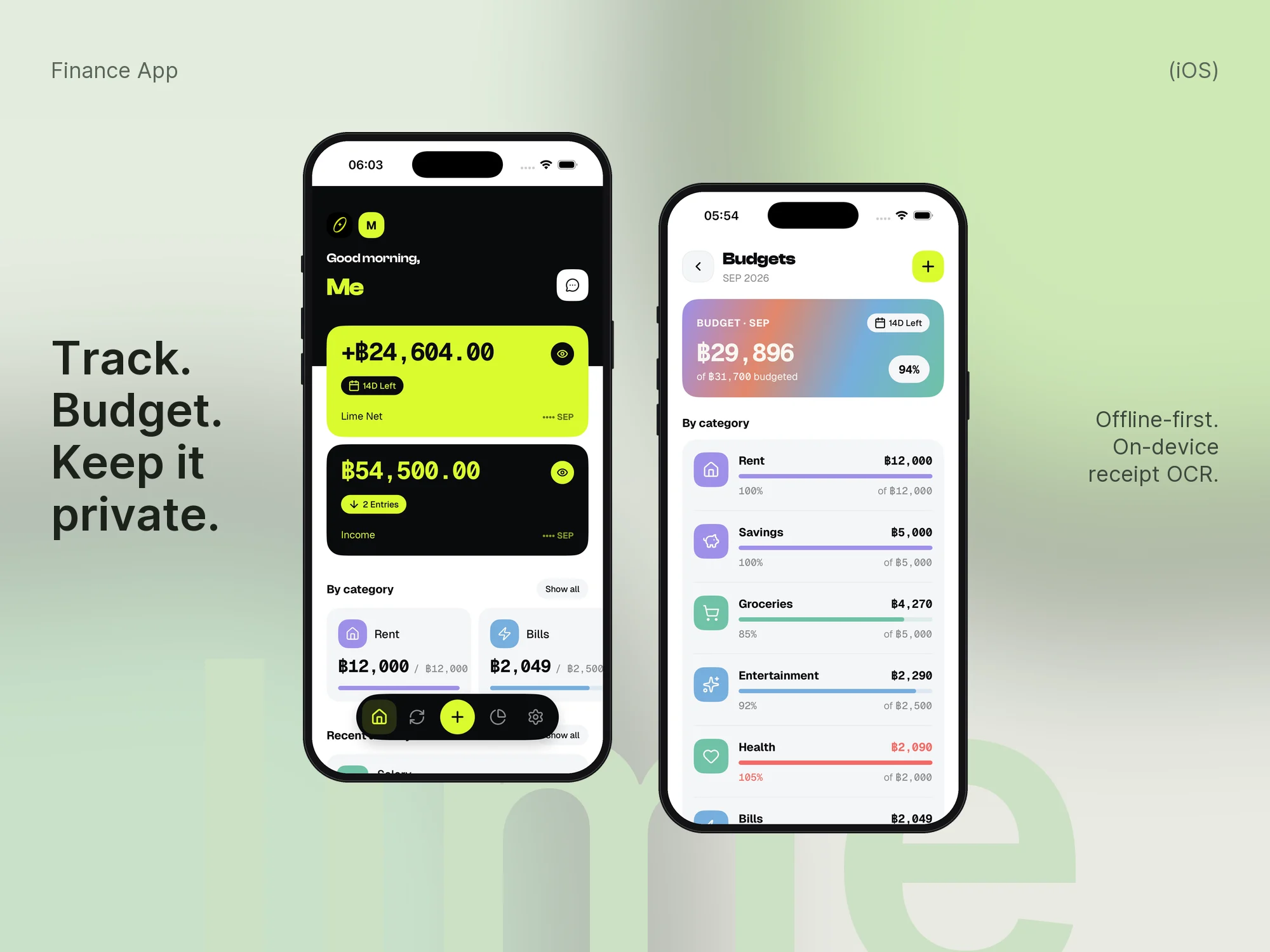 Lime finance app screens