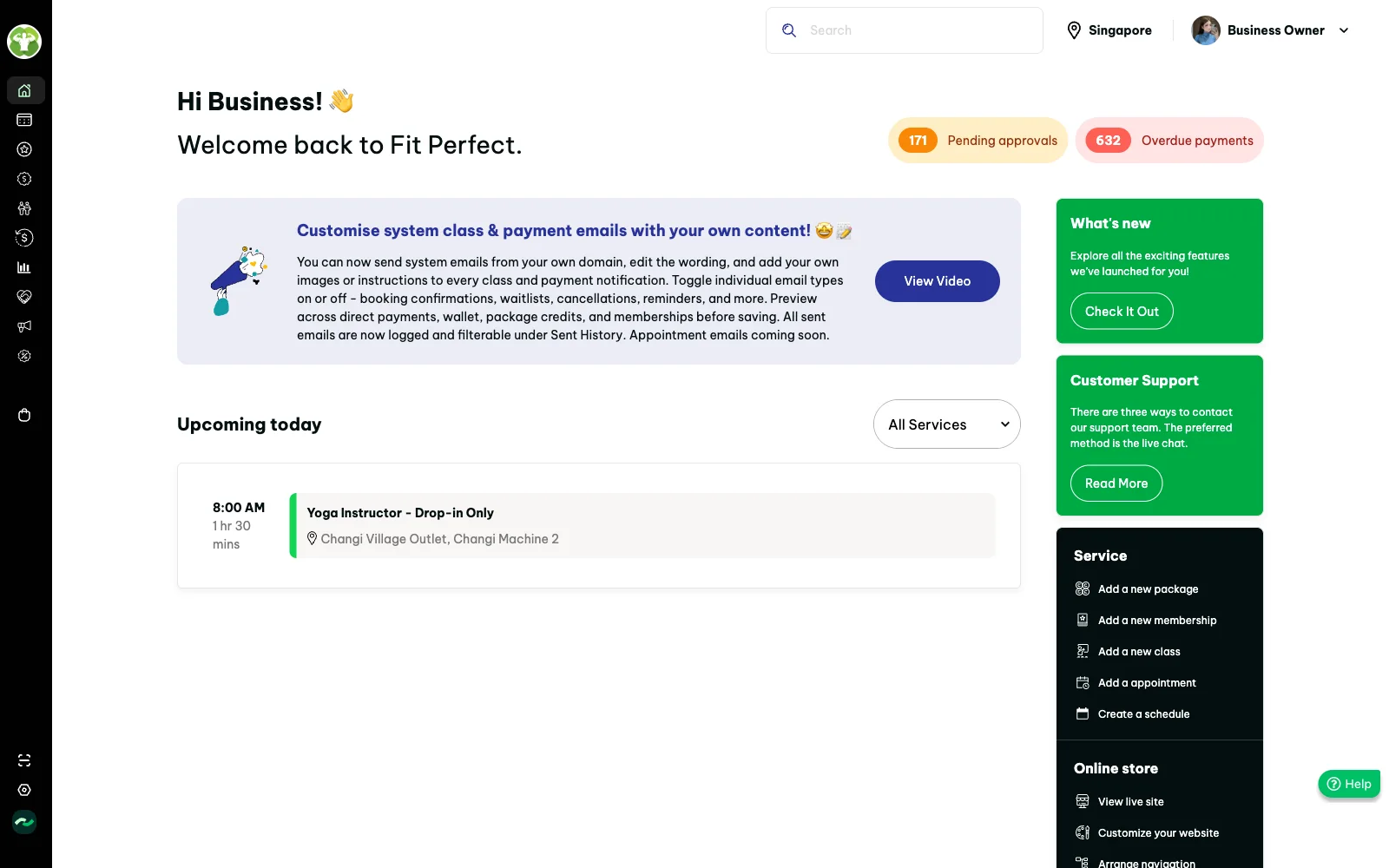 Rezerv admin dashboard with today's sessions and alerts