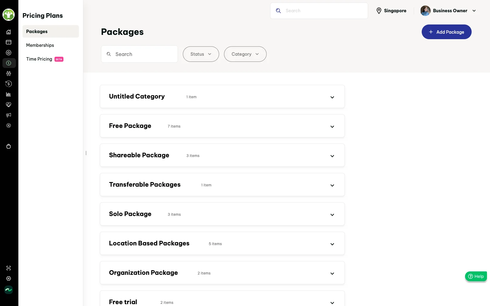 Packages grouped by category