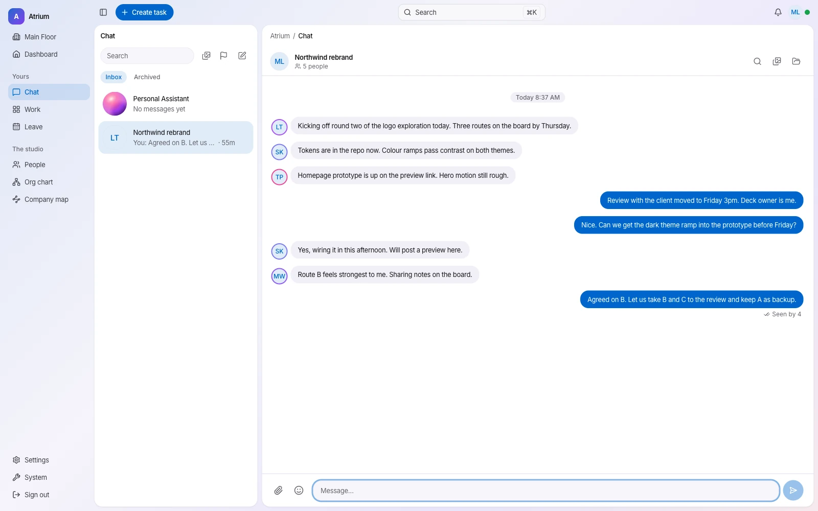 Group conversation for a project